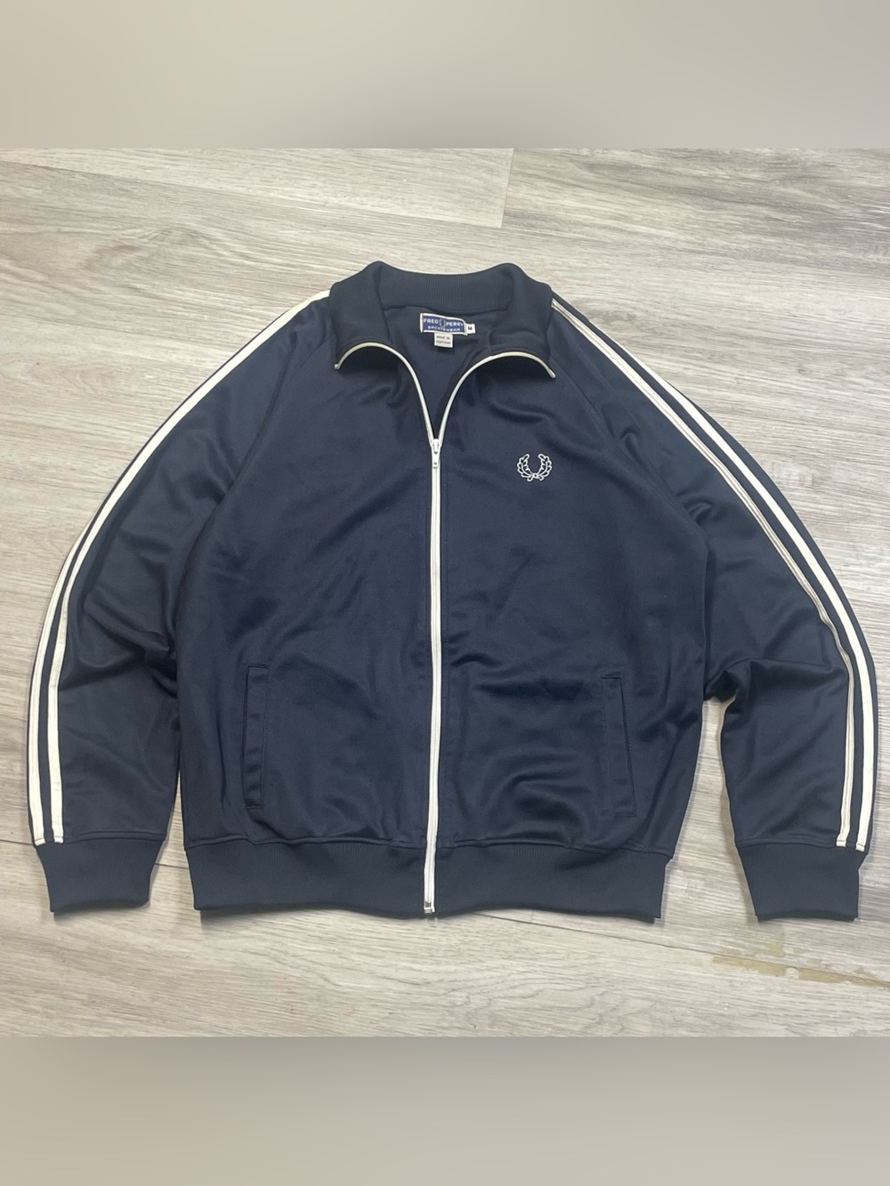 Vintage 80’s Fred Perry Navy Track Jacket with White Trim